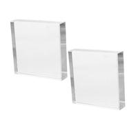 BESPORTBLE 2pcs Glass Paperweight Blocks, Heavy White Crystal Rectangular Design with Smooth Polished Finish, Decorative Desk Ornament for Office, Writing and Home Decor