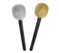 BESPORTBLE 2pcs Glitter Fake Microphone Props for Halloween Party Pretend Stage Performance Accessory for Social Events Masquerades and Bar Gatherings Eye Catching Music Decoration
