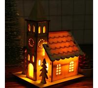 BESPORTBLE 2pcs Glow Cabin Led Wooden Church Tower Xmas Village Buildings Lighted Christmas Decorations Light up Christmas Building House Home Decor Led Decor Chic Table