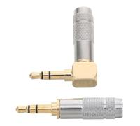 BESPORTBLE 2pcs Gold Plated 3.5mm Stereo Audio Plug Connector, Right Angle | Copper Shell, Solder Type Male Lead, Black Finish, for Desktop Setups and Laptop Audio Jack Use