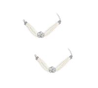 BESPORTBLE 2pcs Gorgeous Pearl Dog Necklace Chain Four Rows of Imitation Pearls and Rose Decoration Elegant Pet Jewelry for Weddings and Parties White Rose