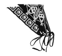 BESPORTBLE 2pcs Gothic Skull and Spiderweb Crochet Headbands for Women Stylish Triangle Bandanas Lightweight Hair Scarves for Halloween Parties and Themed Events