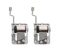 BESPORTBLE 2Pcs Hand Crank Music Box Movement Silver Plated Metal Mechanism Eight-Tone Wind Up Parts for DIY Musical Boxes Craft Projects and Making