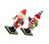 BESPORTBLE 2pcs Hand-painted Christmas Nutcracker Figures Traditional Santa Snowman Ornaments for Festive Tabletop Centerpieces Mantel Shelf Decor Compact Holiday Figurines