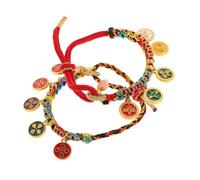 BESPORTBLE 2pcs Handmade Tibetan Knot Bracelet for Men and Women Five Color Cotton Rope Wristband with Five Way God of Wealth Symbol Soft Comfortable Prayer Jewelry for Fortune and Prosperity