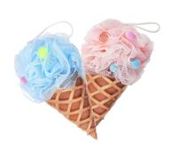 BESPORTBLE 2pcs Ice Cream Shaped Body Scrubber Cute Bath Loofah Sponge for Soft Comfortable for Fun Pink Colors Skin Exfoliation