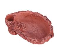 BESPORTBLE 2pcs Imitation Bark Reptile Feeding Bowl Dark Red Resin Pet Supply for Lizards Spiders and Creatures Smooth Design for Easy Drinking and Food