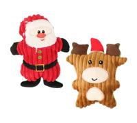 BESPORTBLE 2pcs Interactive Plush Dog Toys for Christmas Chew Squeaky Pet Toys for Dogs Fun Soft Squeak to Pet Intelligence for All Breeds Santa Reindeer