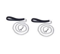 BESPORTBLE 2pcs Iron Rope for Dogs Pet Dog Leash Metal Belt Black Control Handle for Easy Walking and Traction Suitable