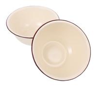 BESPORTBLE 2pcs Ivory White Enamel Bowl Set 20cm Deep Vintage Kitchen Enamelware Mixing and Salad Bowls for Cooking and Serving
