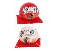 BESPORTBLE 2pcs Japanese Ceramic Daruma Money Pot Miniature Porcelain Coin Bank Couple Creative Wealth Figurines for Desktop Ornament Space-saving Zen Decor Prosperity Charm Gift for Year and