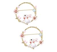 BESPORTBLE 2pcs Japanese Style Bunny Brooch Cute Wreath Corsage Pin for Clothes for Birthdays Mother Day and Special Occasions Rabbit Badge Accessory for Women