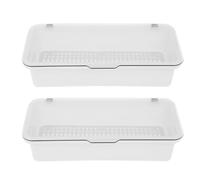 BESPORTBLE 2pcs Kitchen Utensil Organizer with Lid, Plastic Draining Chopstick Holder and Fork Drainer Basket, White Tableware Storage Box for Kitchen and Dining Organization