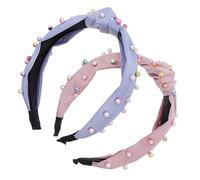 BESPORTBLE 2pcs Knotted Wide Beads Hairband for Women Twisted Pearl Embellished Headband Comfortable Broadside Hoop Vintage Elegant Hair Accessories for Braids Ponytail Daily Wear