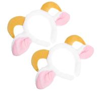 BESPORTBLE 2pcs Lamb Horn Headbands for Teen and Adults, Plush and Cotton Material with Elastic Band, Lightweight Adorable Animal Costume Accessories for Party and Festive Gatherings