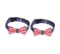 BESPORTBLE 2pcs Large Bowknot Pet Collar Flag Design for Stylish Dogs Cats Durable for All Pets Unique American Flag Pattern