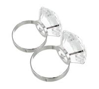 BESPORTBLE 2pcs Large Imitation Crystal Wedding Rings for Women Rhinestone Engagement Props Elegant Bridal Jewelry Accessories Dazzling Transparent Design