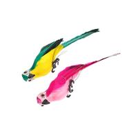 BESPORTBLE 2Pcs Lifelike Artificial Parrot Statues with Foam Vivid Garden Decor Ornaments for Indoor Outdoor Use Green and Rose Red Decorative Bird Figurines