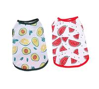 BESPORTBLE 2pcs Lightweight Dog Vest Quick Dry Pet T-shirts for Dogs and Cats Breathable Sleeveless Shirts Avocado Watermelon Designs for Daily Wear and Outdoor Activities
