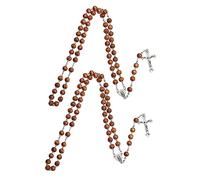 BESPORTBLE 2pcs Long Cross Charm Amulet Beaded Necklace Bracelet for Men Women Fashionable Religious Jewelry for Christmas Faith Sharing