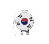 BESPORTBLE 2pcs Magnetic Golf Ball Marker Hat Clip Metal Iron Silver with Korean Flag Secure for Golf Caps and Gloves Precise Positioning Aid for Accurate Play