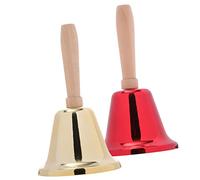 BESPORTBLE 2Pcs Metal Hand Bell with Handle Creative Rattle Handheld Ringing Bell for Restaurant Service Camping and Holiday Celebrations Elegant Design Blending Classical