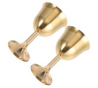 BESPORTBLE 2pcs Mini Brass Chalice Cups for Meditation and Ritual Offerings Vintage Gold Goblets with Wear Resistant Finish for Buddhist Worship First Communion and Decorative Use