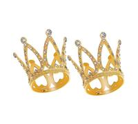 BESPORTBLE 2pcs Mini Crown Cake Toppers Small Rhinestone Crowns for Cake Decorations for Birthday Parties Gender Reveal and Special Occasions