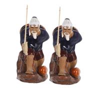 BESPORTBLE 2PCS Mini Fisherman Statue Asian Zen Decoration Lightweight Ceramic Sitting Figurines for Fairy Garden Bonsai Garden Accessories Indoor Outdoor Micro Landscape Ornament