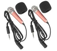 BESPORTBLE 2pcs Mini Portable Microphones for Phones and Laptops, Compact Gold Singing Mic Set Headphone, Voice Recording Smartphone Microphones for Karaoke and Live Streaming