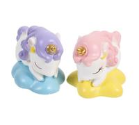 BESPORTBLE 2pcs Mini Unicorn Figurine Decoration Wear-resistant Resin Animal Ornaments for Desktop Patio Cake and Fairy Tale Scene Cartoon Style Unicorn Statues with Purple-blue and