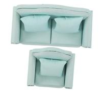 BESPORTBLE 2pcs Miniature Dollhouse Sofa Upholstered Fabric Wood Armchair and Couch with Pillows for Mini Cozy Scene Decor