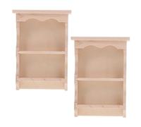 BESPORTBLE 2pcs Miniature Dollhouse Wall Cabinet Solid Wood Japanese Style Hanging Storage with Vintage Design Detailed Mini Furniture for Kitchen Dining Room Decor and DIY Play