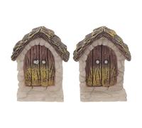 BESPORTBLE 2Pcs Miniature Fairy Doors for Micro Landscape Decor Dollhouse Interior Doors Thatch Wood Design for Seasonal and Party Decorations