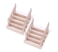 BESPORTBLE 2pcs Miniature Furniture Staircase: Mini Wooden Handrail Stairs Dollhouse Scene Steps Furniture Ornaments for Fairy Garden Scene Accessories