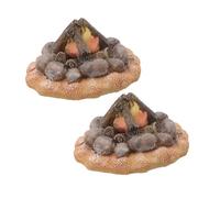 BESPORTBLE 2pcs Miniature Resin Campfire DIY Micro Bonfire Fire Pit Model for Garden Decor and Dollhouse Crafting Detailed Fake Fireplace for Holiday Decorations and Landscape Projects