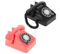BESPORTBLE 2Pcs Miniature Retro Telephone Model Mini Vintage Rotary Phone Prop Tiny Toy Phone for Photography Prop Dollhouse Scene Decoration