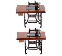 BESPORTBLE 2pcs Miniature Sewing Machine Model for Mini House Decoration Micro Landscape Ornament Vintage Style Tiny Sewing Machine for DIY Dollhouse Accessories