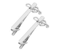 BESPORTBLE 2pcs Musical Note Tie Clips for Men Polished Tie Bars with Stable Clip Elegant Design Suitable for Business Wedding Party Formal Occasions