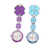 BESPORTBLE 2pcs Nurse Clock Clip-on Pocket Watch, Alloy Chest Watch with Ordinary Glass Mirror, Easy to Wear, Practical for Doctors and Students