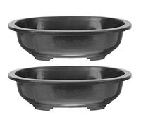 BESPORTBLE 2Pcs Oval Bonsai Training Pots with Drainage Holes - Reusable Plastic Plant Containers for Gardening and Vertical Space Optimization for Garden