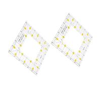 BESPORTBLE 2pcs Patchwork Quilting Ruler Set with Slotted Center for Precise Cutting and Scratch-resistant Plastic Tailor Rulers, Square Shape for Fabric and Clothing DIY Sewing Projects