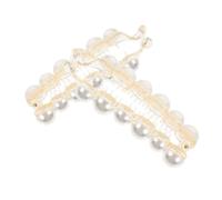 BESPORTBLE 2pcs Pearl Banana Clip Large Durable Vertical Claw Hair Clip for Fine Thick Hair Stable Ponytail Claw Mechanism Elegant for Women