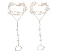 BESPORTBLE 2pcs Pearl Tassel Beach Anklet Lightweight Foot Chain Jewelry for Women Stylish Summer Vacation Accessory Durable and Breathable for Sandals and Outdoor Events