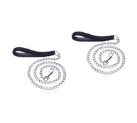 BESPORTBLE 2pcs Pet Dog Leash Metal Traction Rope for Dogs Comfortable Grip Design for Walking Training and Outdoor Activities Black