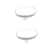 BESPORTBLE 2pcs Pet Rhinestone Necklace Collar with Heart Pendant for Dogs and Puppies and Stylish Neck Decor for Parties and Special Occasions