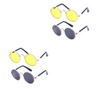 BESPORTBLE 2pcs Pet Sunglasses for Cats and Dogs Lightweight Funny Creative Prop Glasses Golden Frame Yellow Black Patterns for Pet Parties and Outdoor Activities