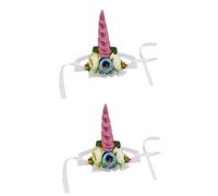BESPORTBLE 2pcs Pet Unicorn Hat for Cats and Dogs Soft Comfortable Cloth Material Pink Horn Cosplay Costume for Birthday Halloween Christmas Parties and Photoshoots S