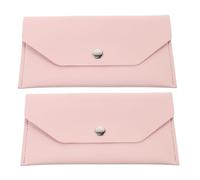 BESPORTBLE 2pcs Pink Pu Leather Envelope Style Cash Wallets Bill Organizer with Card Holder, Reusable Budget Cash Envelope Wallets for Women and Men, Portable Business Card Cases for Travel