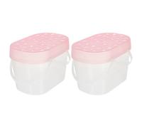 BESPORTBLE 2pcs Plastic Small Animal Carry Boxes with Textured Vents and Hand-held Design, Portable Travel Carrier for Small Pets and Reptiles in Pink